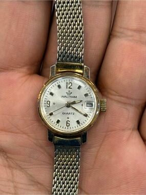 Waltham vintage women’s Two-Tone Mesh Bracelet Quartz Watch - Gold & Silver rare